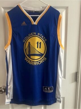 adidas Blue and Yellow Golden State Warriors #11 Basketball Jersey